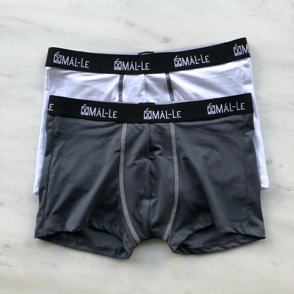2 Pack Basic White & Gray Male Trunk Underwear Malle by Aggeliki