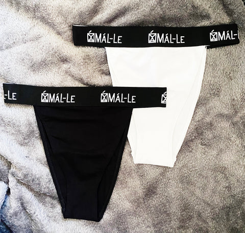 2 Pack Basic White & Black High Waist Briefs