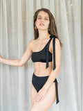 Black One Shoulder Bikini Set