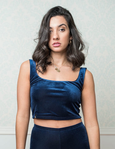 Blue Velvet Crop Top