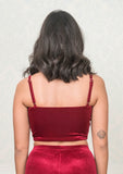 Red Velvet Crop Top with Round Neckline