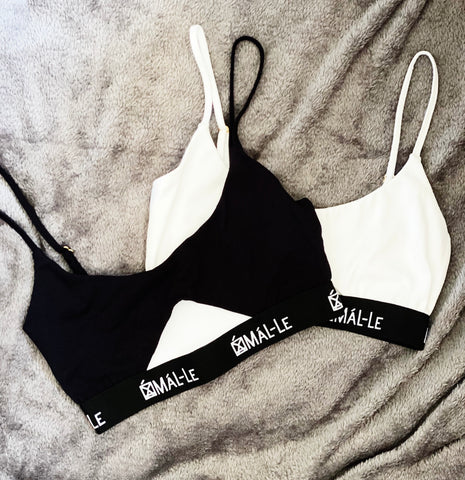 2 Pack Basic White & Black Bra with Cut Out