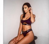 Basic Purple Bra with Cut Out and Thong Set