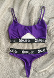 Basic Purple Bra with Cut Out and Thong Set